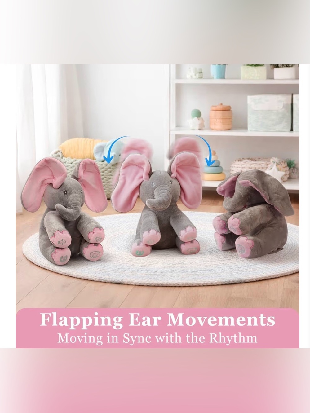 Dimple Kaia Peek-A-Boo Elephant Interactive Singing Plush Toy NWT - Picture 8 of 12